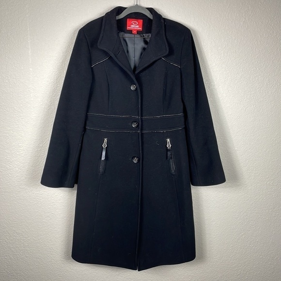 Oscar an Oscar de la Renta Company Wool Cashmere Longline Peacoat Jacket Sz 12 - Picture 1 of 12